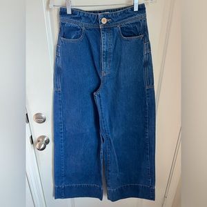 Free People Wide Leg Blue Jeans